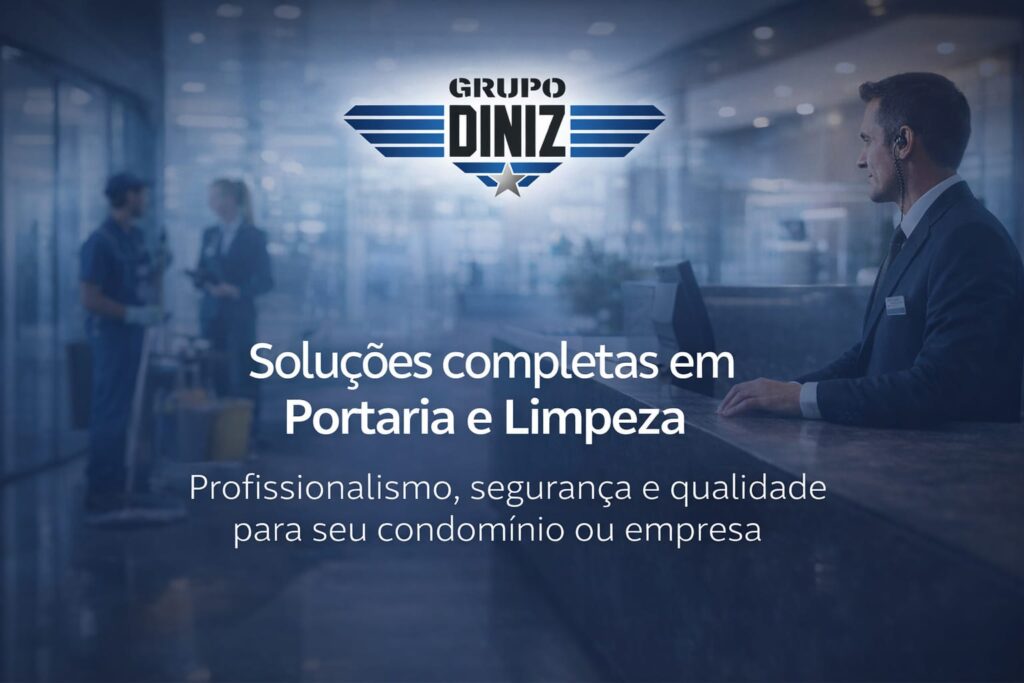 Profissional de portaria em empresa com soluções de limpeza e segurança do Grupo Diniz